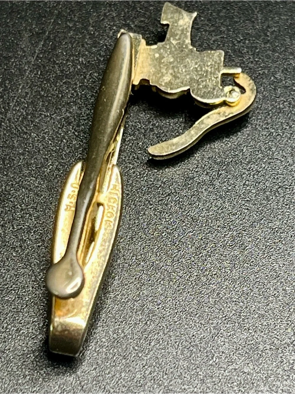 Vintage Hickok USA Faucet Tie Clip Gold Tone Novelty Plumber Tie Bar